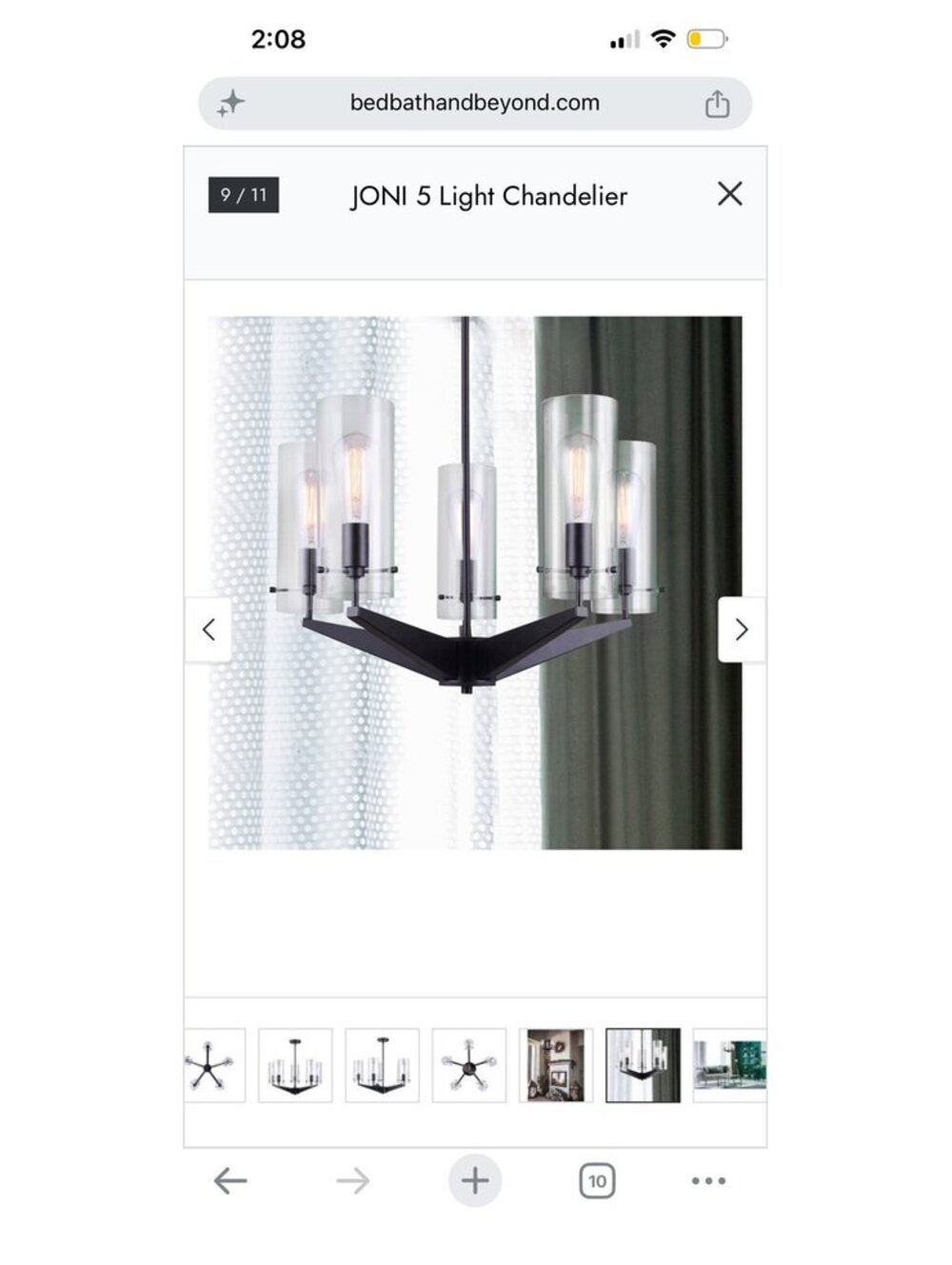 JONI 5 Light Chandelier Matte Black Clear Glass Retail $360